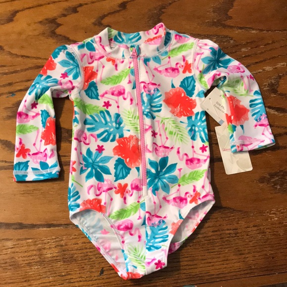 Tommy Bahama Swim Tommy Bahama Infant Ls Rash Guard Flamingo Floral